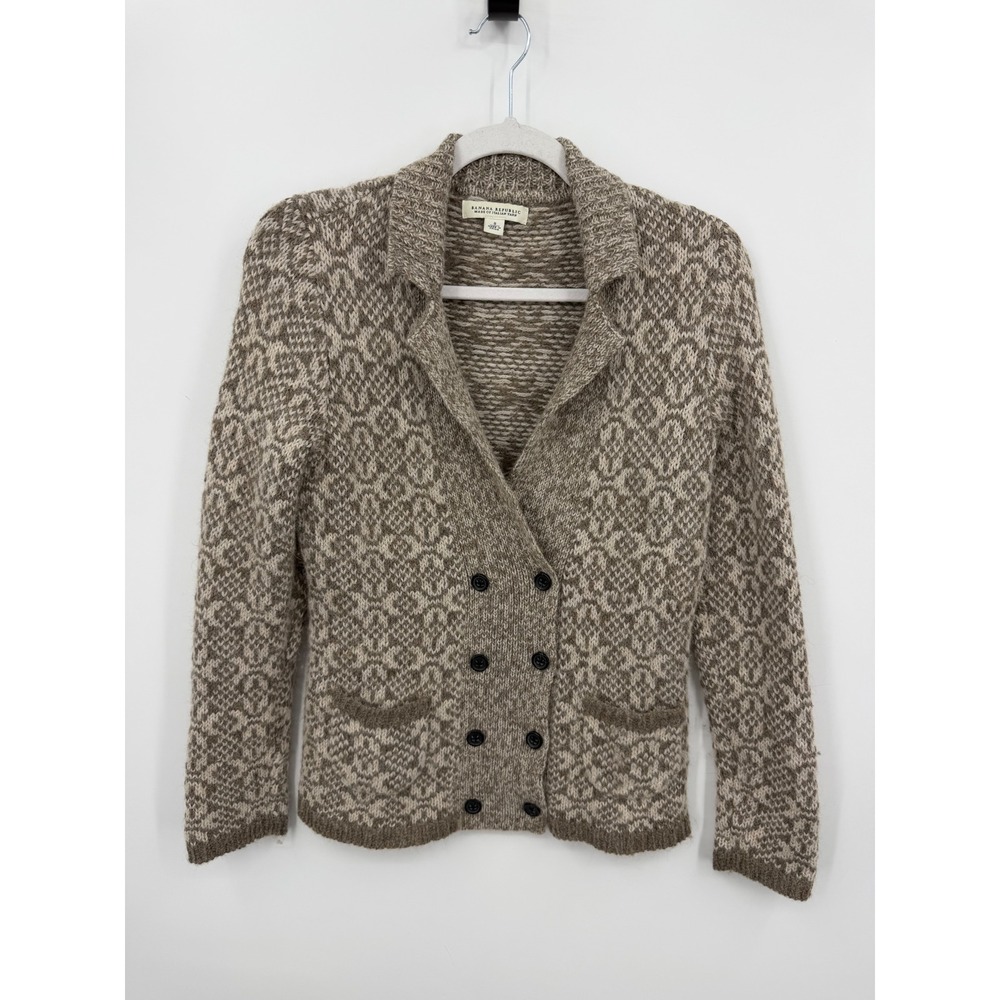 Banana Republic Intarsia Pcoat Cardigan Women S Brown Alpaca Wool Double-Breast